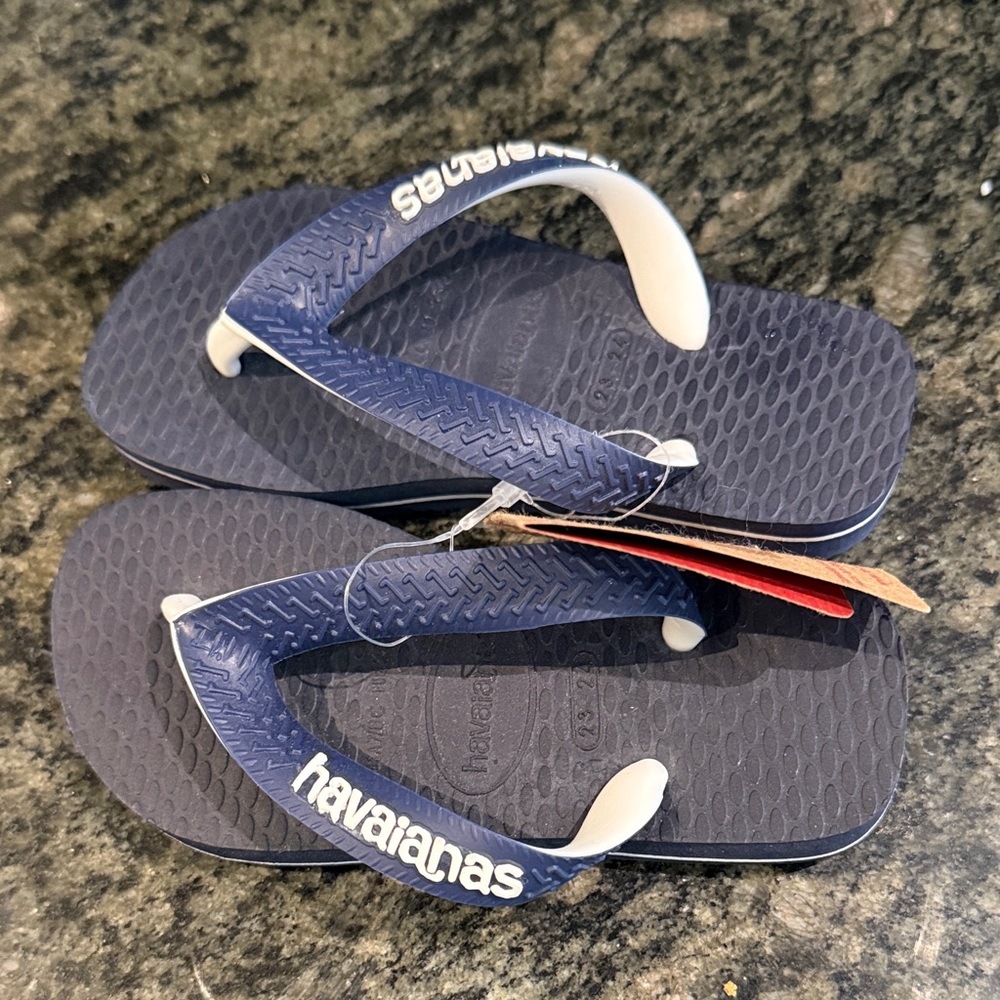 Havaianas Navy Flip Flops with White Straps